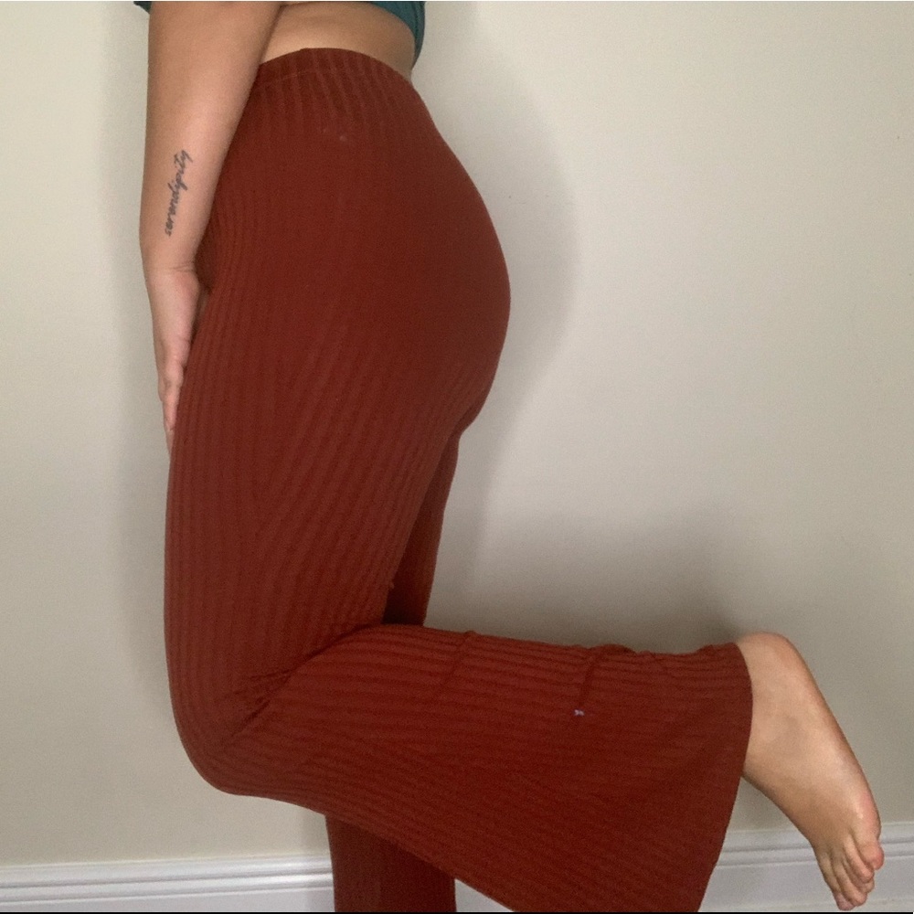 Burgundy ribbed pants